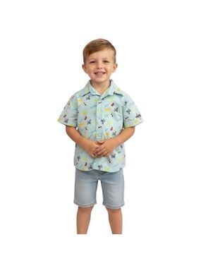 Disney Parks Disneyland Boy’s XS Button Up Short Sleeve Shirt Mickey Mouse Print